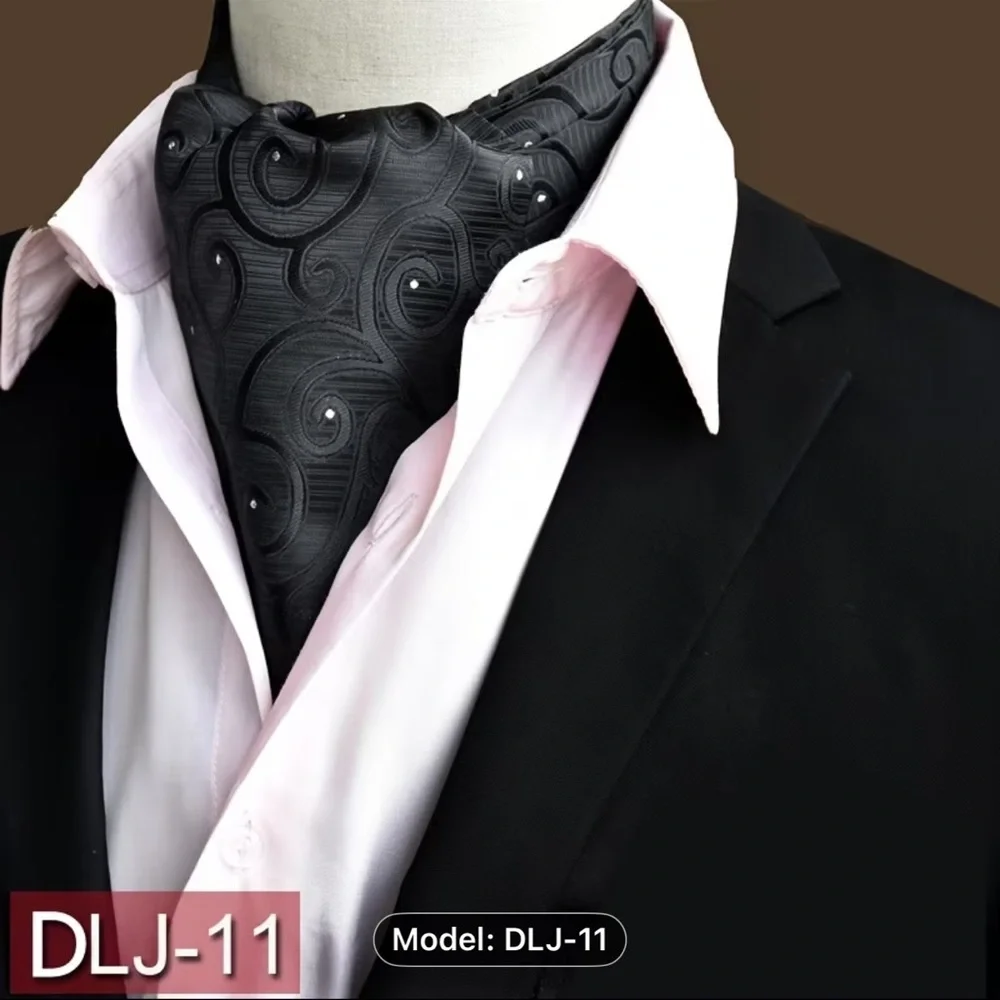 Elegant Black Paisley Ascot Cravat